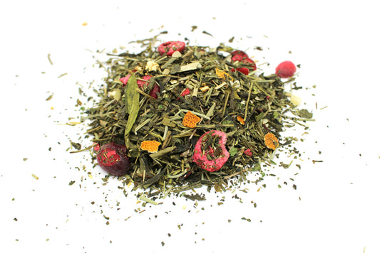 "Green Dragon" Sencha Green Tea Blend with Nettle & Horsetail, Pineapple, Orange Peel, Olive Tree Leaves &  Blueberry